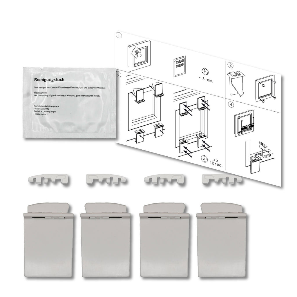 Premium Plissee Klebehalter schmale Glasleisten 4-12mm PVC Montage ohne Bohren