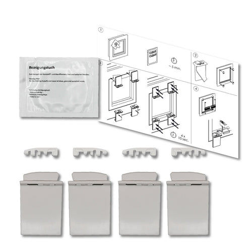 Premium Plissee Klebehalter schmale Glasleisten 4-12mm PVC Montage ohne Bohren