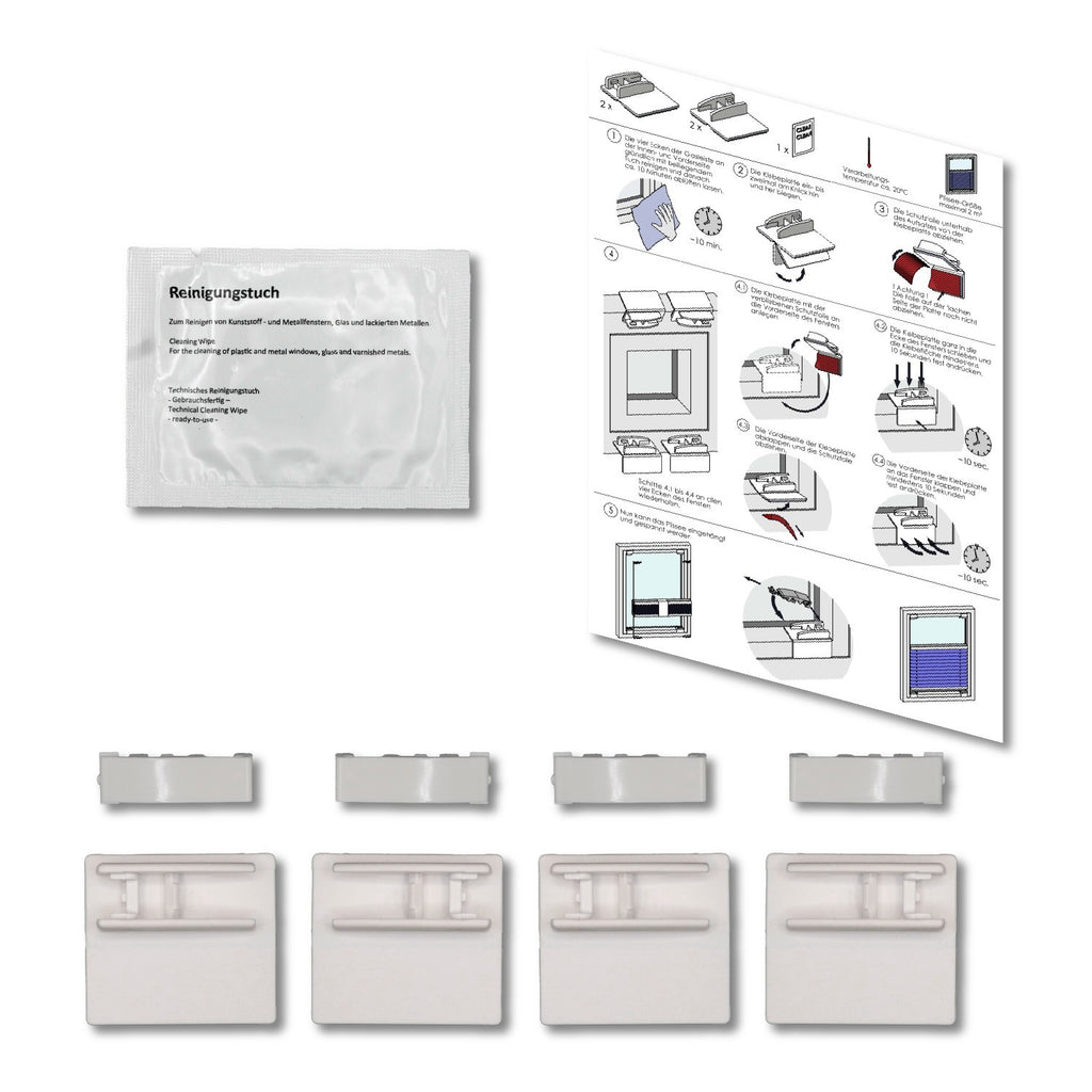 Premium Gelenk-Klebeplatte Plissee für PVC-Glasleiste  min. 13mm