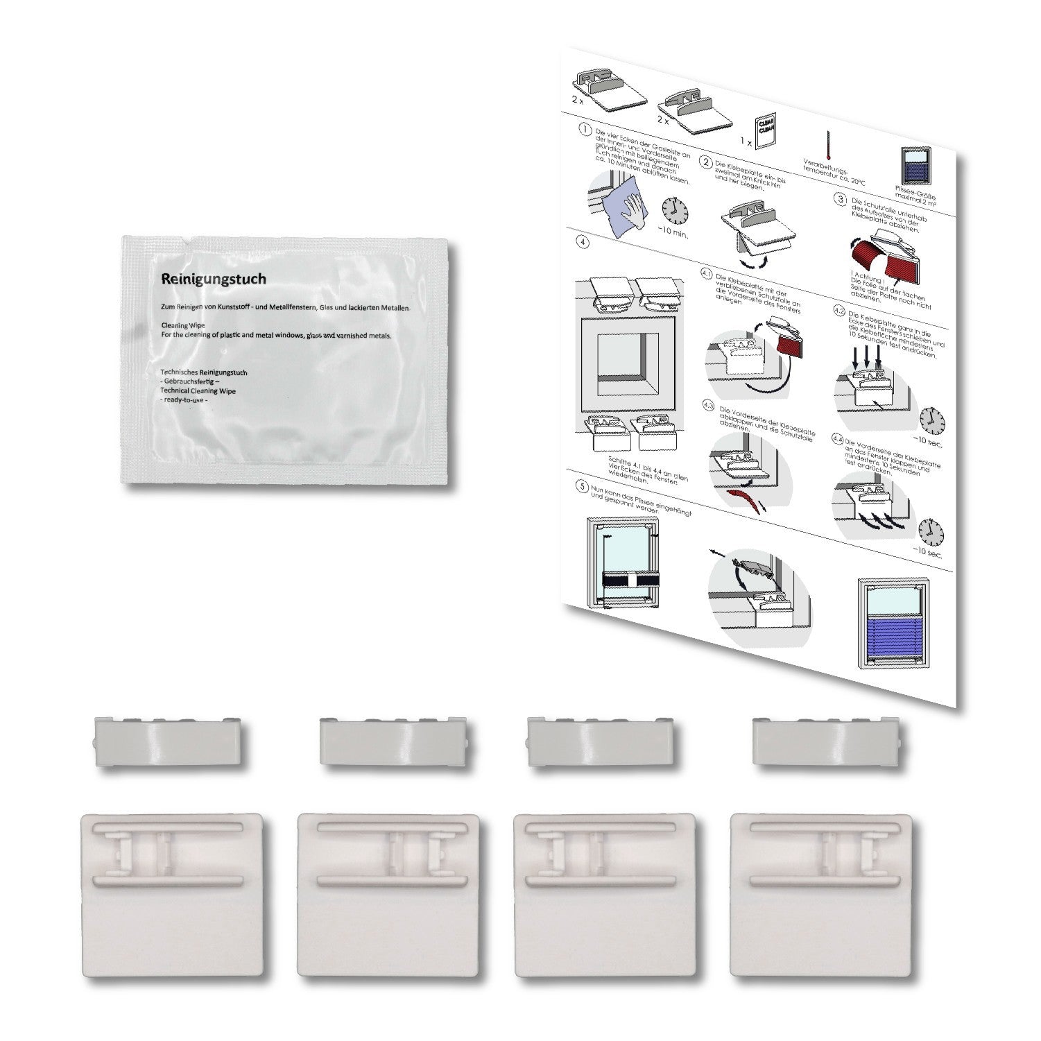 Premium Gelenk-Klebeplatte Plissee für PVC-Glasleiste  min. 13mm