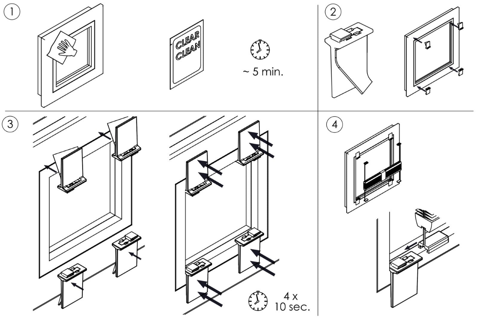 Premium Plissee Klebehalter schmale Glasleisten 4-12mm PVC Montage ohne Bohren